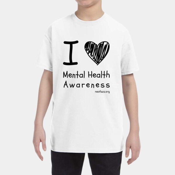 I Love Mental Heath Awareness Youth T-Shirt (Black) Thumbnail