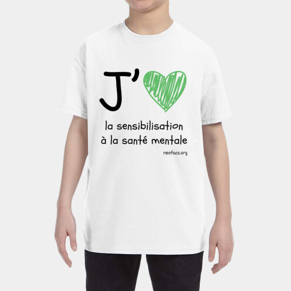 J’aime Sensibilisation a la Sante Mentale Youth T-Shirt (Black and green) Thumbnail