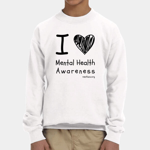 I Love Mental Heath Awareness Youth Crewneck (Black Text) Thumbnail