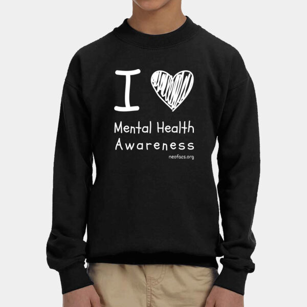 I Love Mental Heath Awareness Youth Crewneck (White) Thumbnail