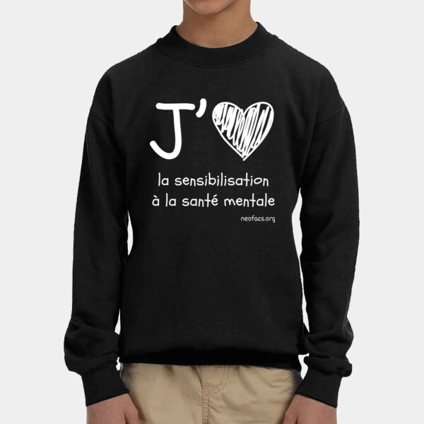 J’aime Sensibilisation a la Sante Mentale Youth Crewneck (White) Thumbnail