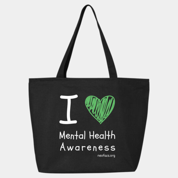 I Love Mental Heath Awareness Zippered Tote (White and green) Thumbnail