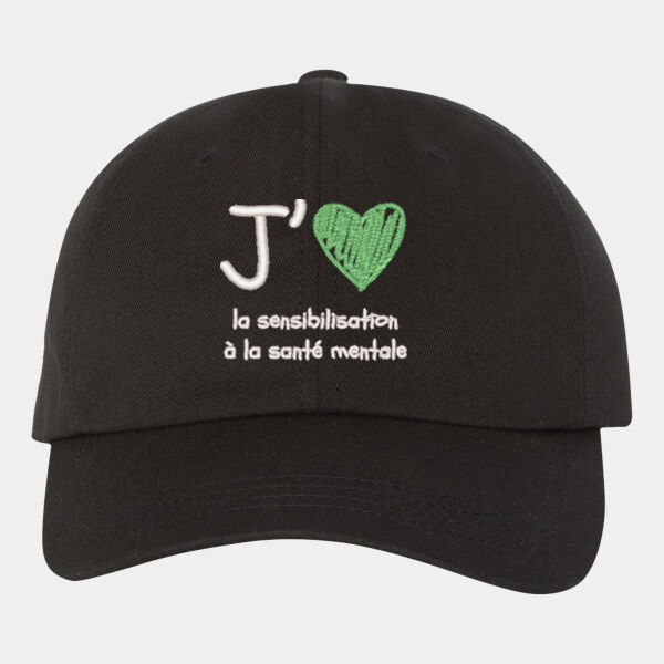 J’aime Sensibilisation a la Sante Mentale dad cap (White and green EMB) Thumbnail
